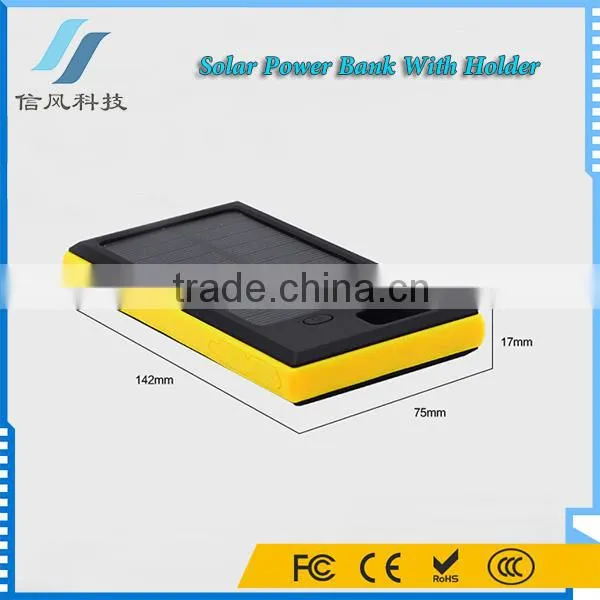 Yellow 5000mAh Dual USB Charger Power Bank Solar Charger With Holder photo-6