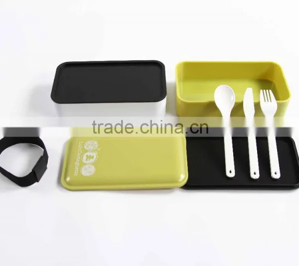 Business Style Plastic Lunch Box Bento With Cutlery photo-2