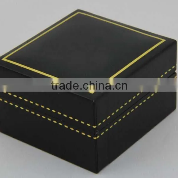 Custom Made Ring Jewelry Box With Gold Stamping Logo and White Velvet Insert photo-2