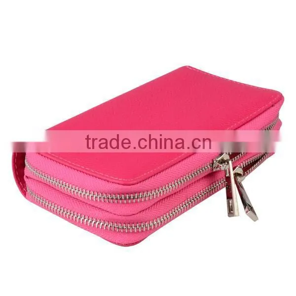 Double Zipper Leather Pouch With Mobile Phone Holder photo-3