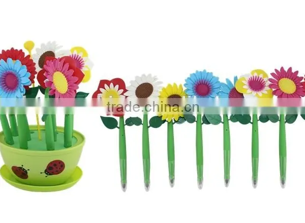 2016 Yes Novelty Colorful Flower Pen/flower Plastic Ball Point Pen photo-3