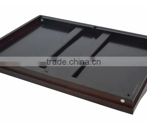 DT024 Bamboo/Wooden Black Breakfast Food Serving Tray on the Bed or Outside photo-4