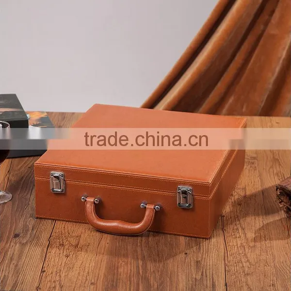 The Chinese Factory Wholesale Custom Packing Box, High-grade PU Leather Wine Champagne Brown Gift Boxes, Tea Boxes photo-2