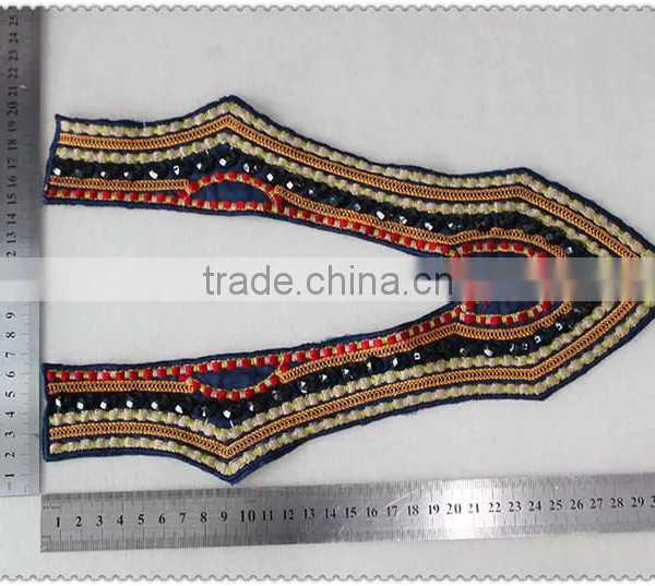 Customized Embroidery Ladies Garment Collar, Black Acrylic Beaded Necklace, Colourful Embroidery Collar for Garment photo-2