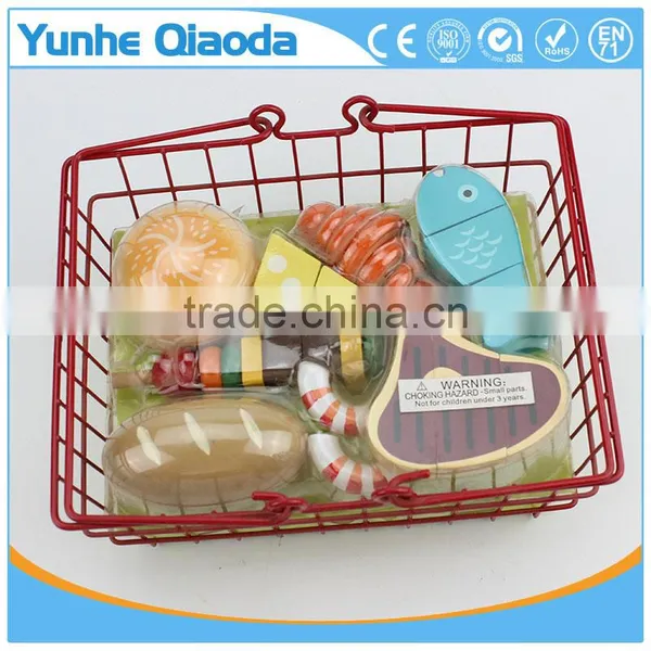 Wooden Food Lunch Basket Set for Years of Play Wooden 9 Piece Food Basket photo-3