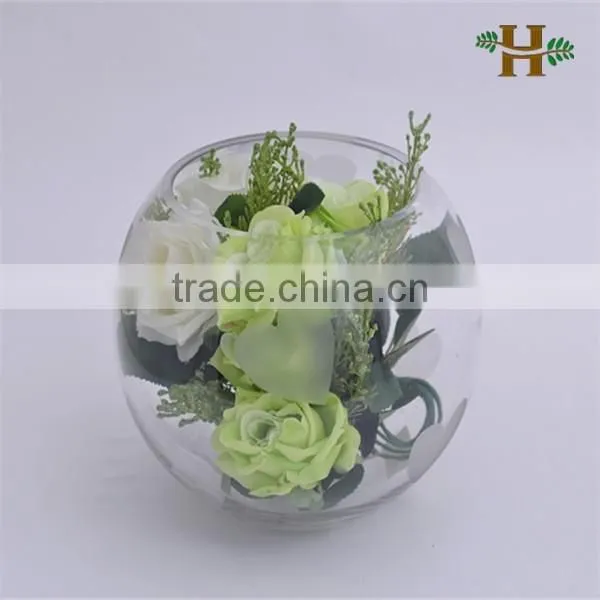 Handmade Carved Heart Glass Vase, Clear Useful Home Fish Bowl