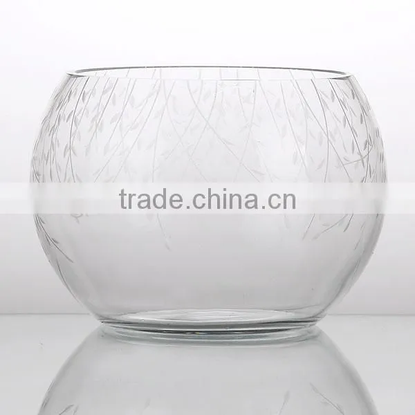 Round Glass Vase With Decorative Flowers/glass Fish Bowl photo-2