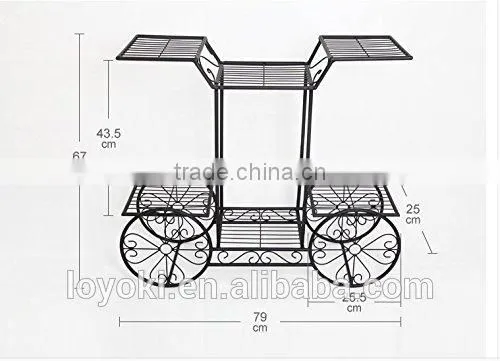Elegant European Style Cart Design 6 Tier Wrought Metal Planter / Flower Pot Holder Display Rack Stand Garden Decor photo-6