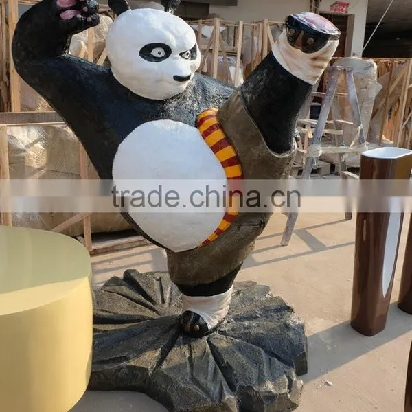 Outdoor Fiberglass Strong Panda Mascot Figure photo-3