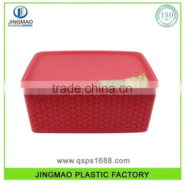 Multi-purpose Rattan Box Plastic Storage Basket With Lid photo-2