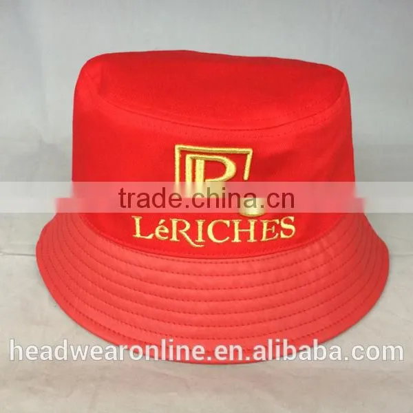Custom Fashion Adult Bucket Hats With 3d Gold Metal Embroidery photo-4