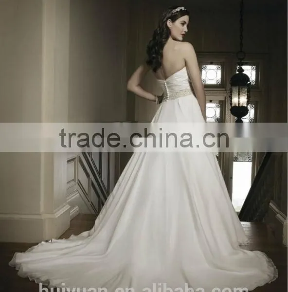 New Sexy White Ball Gown Sleeveless Flowing Chiffon Beach Wedding Dress photo-2
