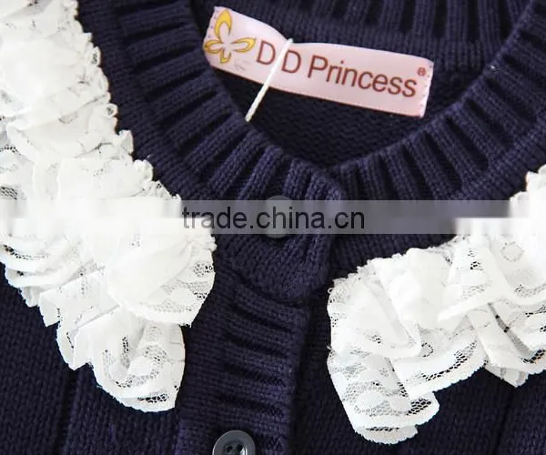 Baby Girls Sweater/kids Girls Lace Cotton Sweater for Autumn or Winter photo-6