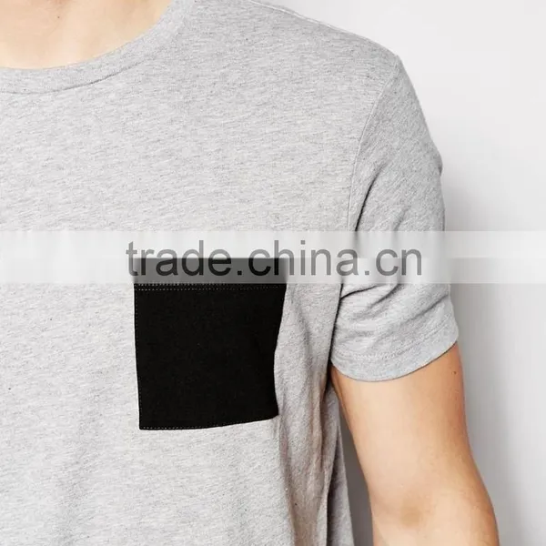 Contrast Pocket T-Shirt Blank Pocket t Shirt Wholesale photo-3