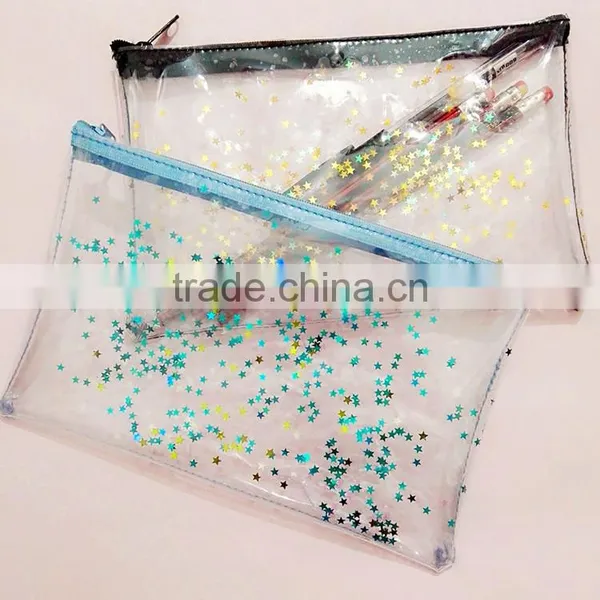 Planner Internal Pocket Custom Pvc Shaker Pocket With Zipper Top Transparent Pocket With Sequins photo-4