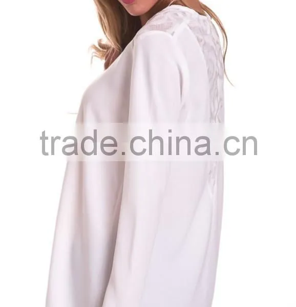100%Polyester Long Sleeve Woman Blouse 2015,women Tank Tops in White photo-5