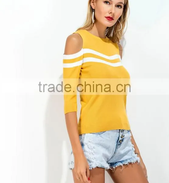 Foreign Trade New Europe and the United States Color Matching Off-the-shoulder Joker Knitwear Fashion photo-4