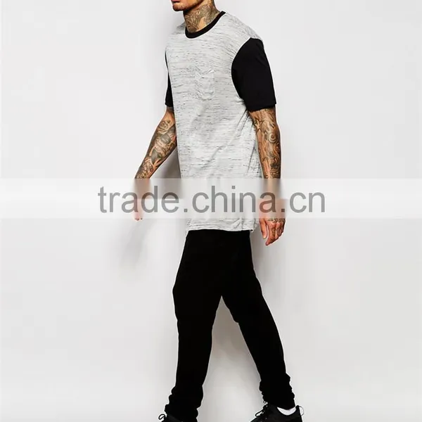 Shandao New Design Heather Cotton Longline Curved Hem Short Sleeve O-Neck Online Shopping India Tshirt photo-5