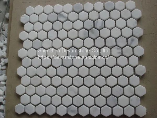 Oriental White Hexagon Marble Mosaic Floor Tiles Backsplash Mosaic photo-4