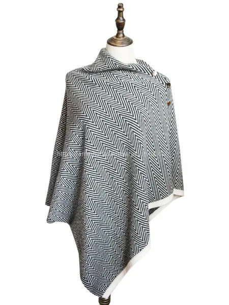 Herringbone Cashmere Poncho (TMM-004)