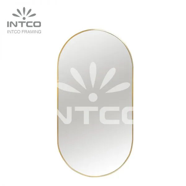 Aluminum Frame Wall Mirror, Pill Shaped Wall Mirror, Metal Frame Bathroom Mirror photo-3