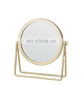 Single Side Round Makeup Mirror Rotation Gold Black Color Metal Cosmetic Mirrors Round Glass Make Up Mirror With Stand photo-4