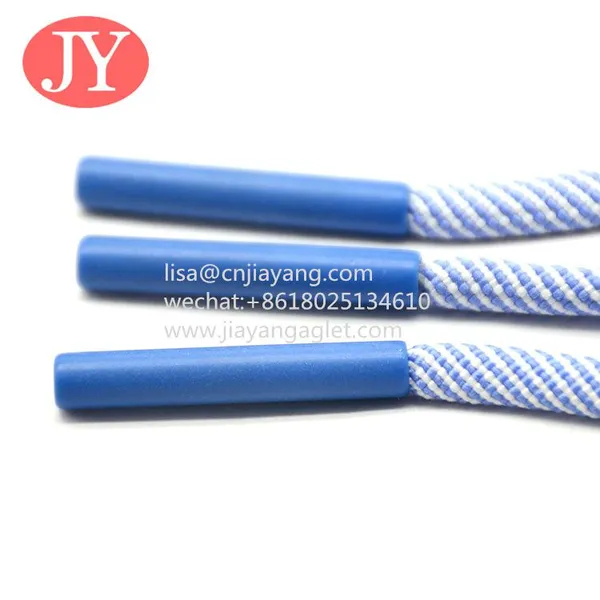Blue Plastic Aglet Round Polyester Drawstring Lace Aglet Plastic Shoelace Aglet Tipping photo-3