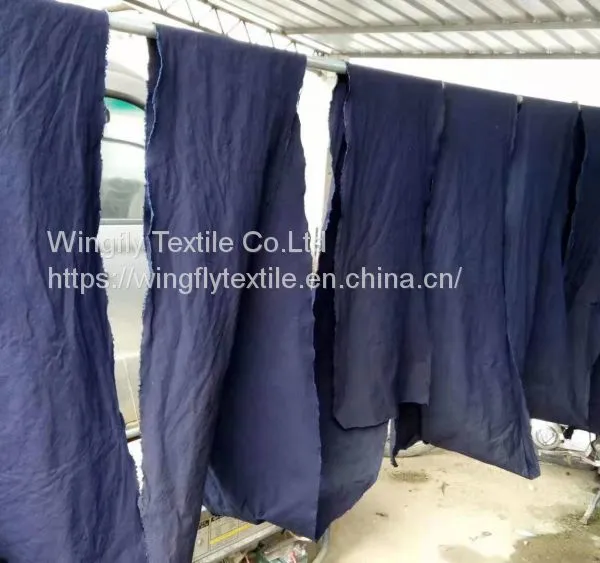 13oz Natural Indigo Dyed Warp Weft White Salvage Denim Fabric W621070-1 photo-5