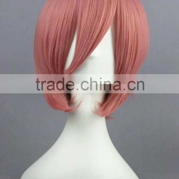 High Quality 35cm Short Straight Hitman Reborn Cosplay Hair Wigs Giotto Dark Pink Wigs Synthetic Anime Wig Party Wig photo-2