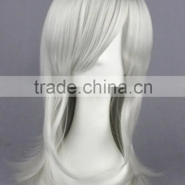High Quality 55cm Medium Curly Nabari no Ou Wig Kurookano Shijima Silver White Wig Synthetic Anime Wig Cosplay Hair Wigs photo-3