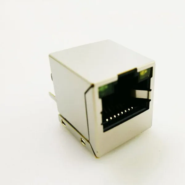 E1152E01A-YG/GY 180 Degree Vertical RJ45 Ethernet Jack Single Port With LED Light & USB Port, Copper Contacts Wall Mount Module