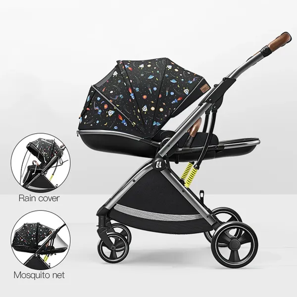 Aluminum Frame Lightweight Baby Pram Eggshell Backrest Baby Stroller for Children