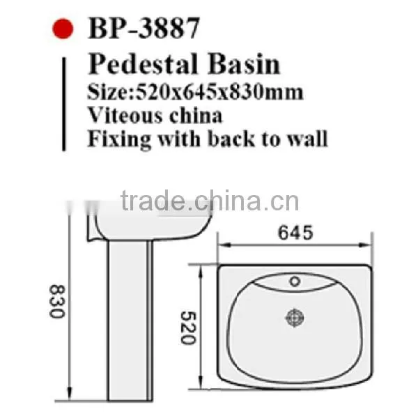 BP-3887 Modern Bathroom Design, Modern Quality Basin Pedestal, Bathroom Ceramic Hand Wash Sink Bash Bowl photo-2