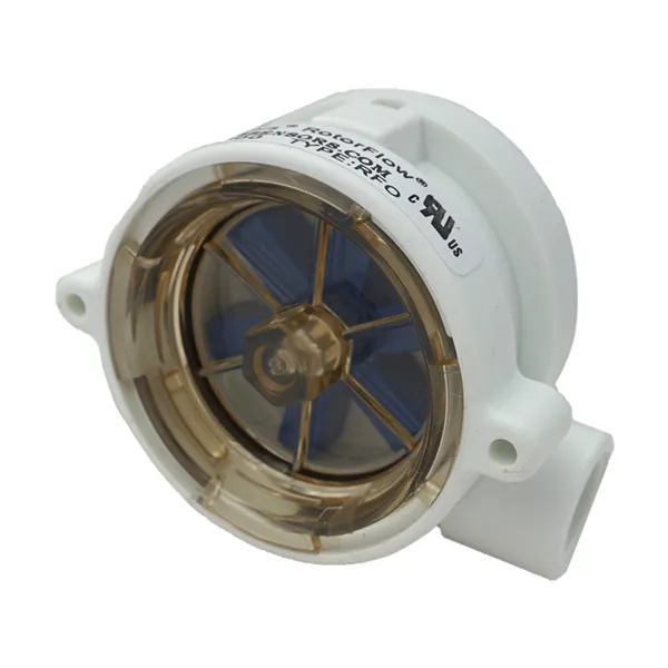 GEMS RFI-PW FDA Rotorflow Pulse Output Flow Sensor Drinking Water Compatible High Visibility Blue Rotor Bayonet Lens