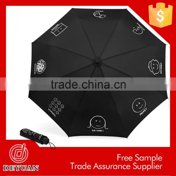 New Inventions Manu Open 8k 3 Sectional Black Mini Umbrellas