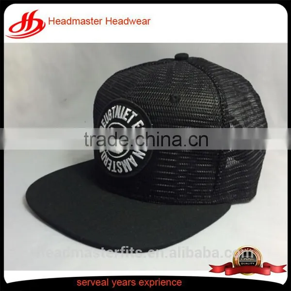 High Quality Embroidery Patch Black Mesh Trucker Hat Snapback Caps Custom
