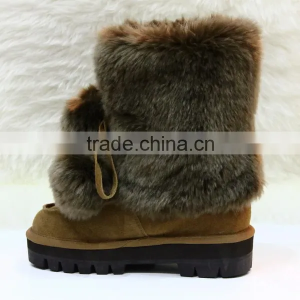 2016 HFUGG Latest Design Fashion Warm Fur Lined Suede Snow Boots photo-2