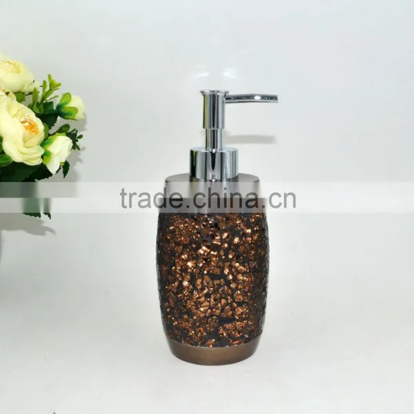 Golden Brown Painting With Shining Glass Polyresin Bathroom Accessories Set photo-2