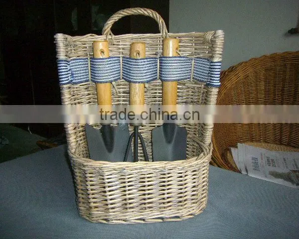 2013 New Style Green Wicker Garden Tools Basket for Sale