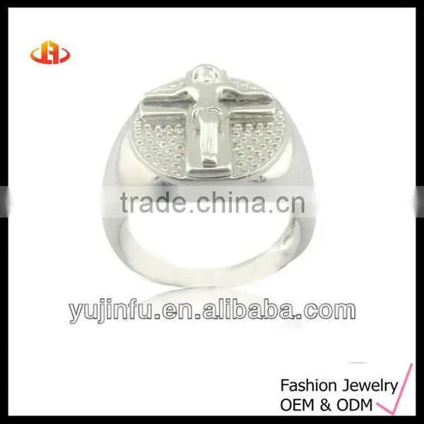 Top Design Plain Silver Ring Jusus Ring Men's Ring