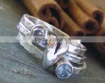 Stackable Initial Rings and Stack Birthstone Rings. Mothers Rings in a Set Stackable Silver Rings photo-4