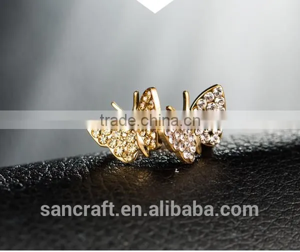 Adjustable Two Butterfly Finger Design for Women Saudi Arabia Gold Wedding Ring Price photo-2