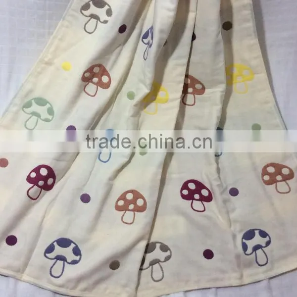 110*110cm 2015 Hot Sale Cotton Gauze Mushroom Blanket