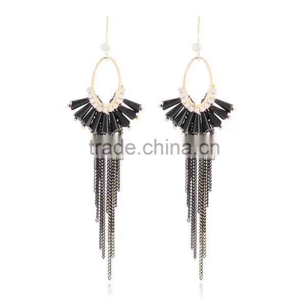 2016 A-bomb Wholesale Fashionable Golden Beaded Tassel Earrings photo-3