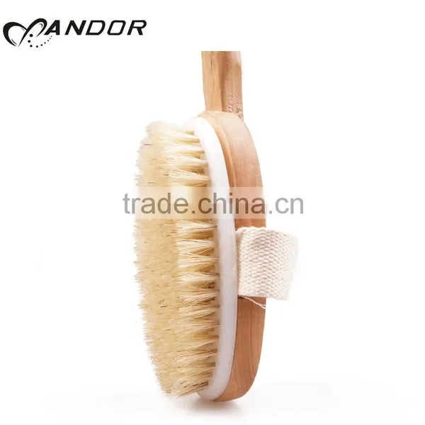 Natural Bristle Detachable Wooden Handle Bath Brush photo-2