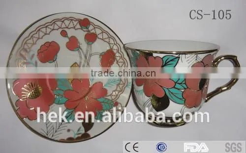 Flower Decorate Custom Printed Ceramic Tea Cup and Saucer photo-5