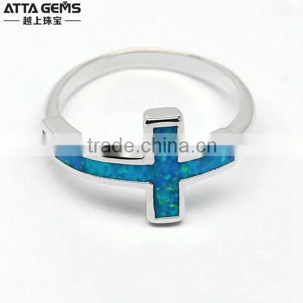 Synthetic Opal Gemstones Ring 925 Silver Ring Fashion photo-6