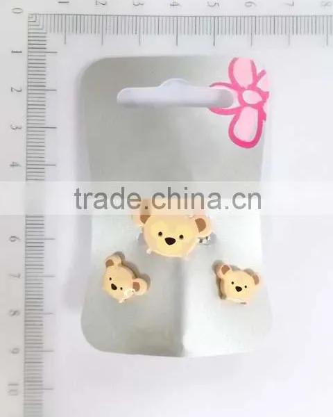 Cute Acrylic Carton Animal Earring and Ring Set for Kids photo-5