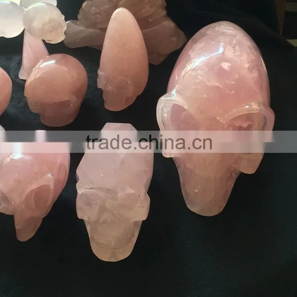 Natural Various Shaped Crystal Skull Rose Quartz Ornaments photo-4