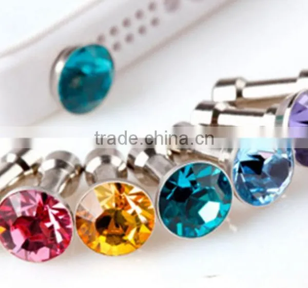 Fashion Flash Diamond Colorful Diamond Cell Phone Headset Dust Plug Dust Plug 3.5mm Universal photo-2